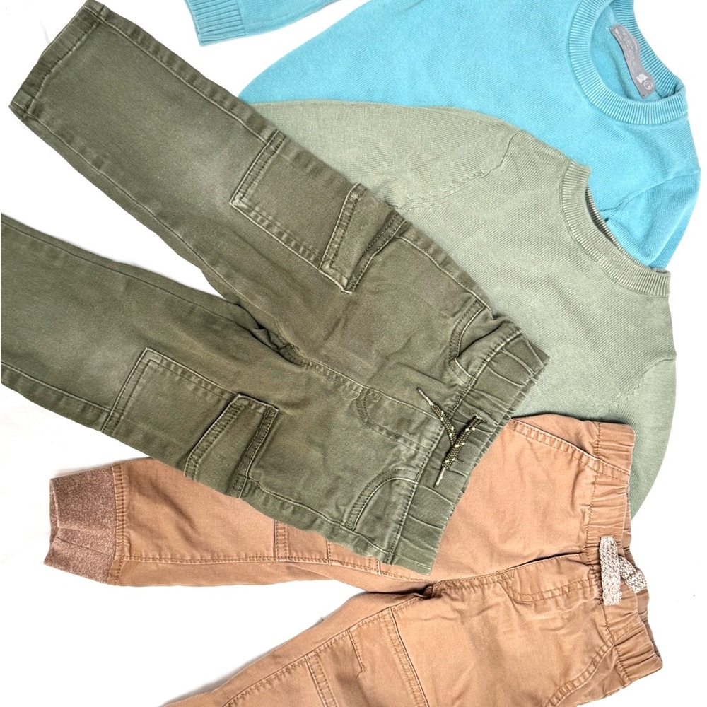2T Spring Outfit Bundle Olive Green Cargo Pants for Kids